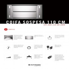 Coifa Sospesa Embutir Inox 220V P/Cozinha 110cm Elettromec